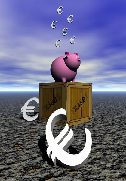 Cochon rose et euro — Photo