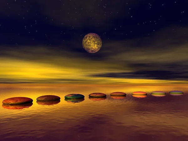 Passos planetas e lua — Fotografia de Stock