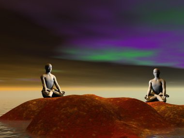 Erkekler zen ve dağ turuncu