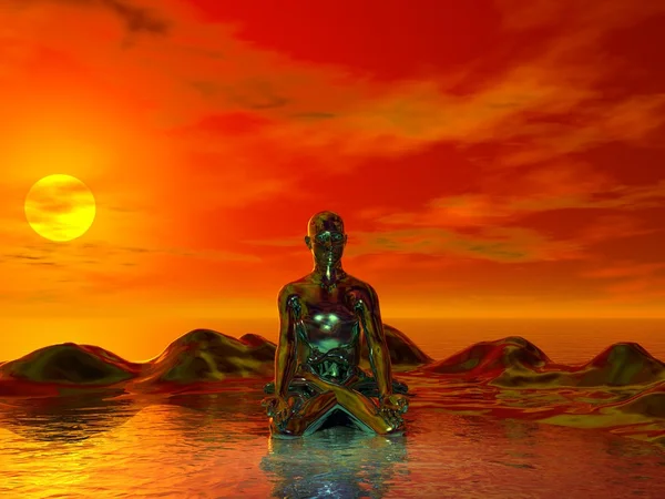 Будда и солнце желтые — стоковое фото