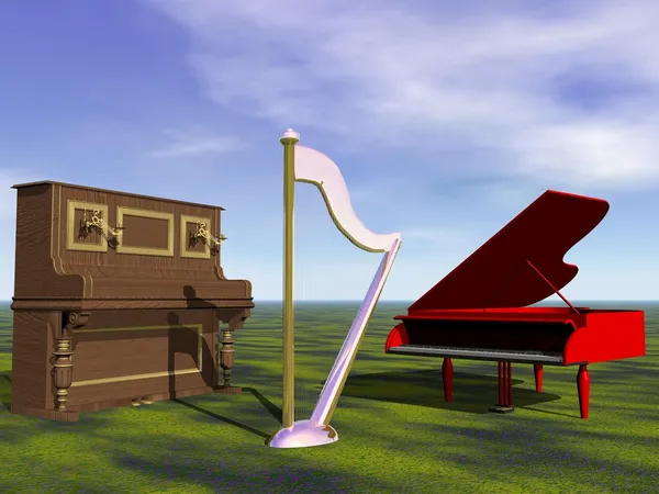 Klavier und Harfe und Himmel — Stockfoto