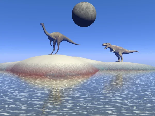 Dinossauro e lua — Fotografia de Stock