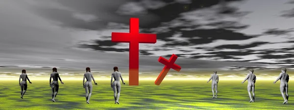 Крест красный и мужчины и женщины — стоковое фото