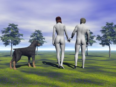 köpek ve kadın ve erkek