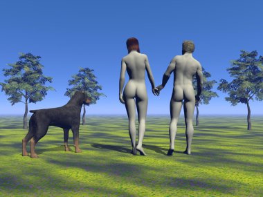 köpek ve kadın ve erkek