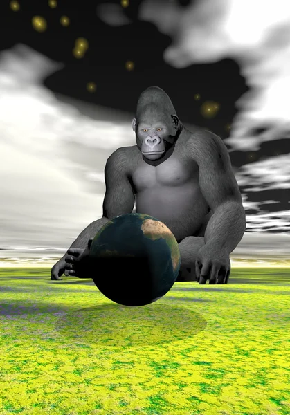Gorilla és a föld — Stock Fotó