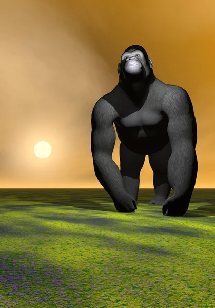 Um gorila que pensa: — Fotografia de Stock