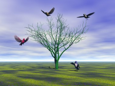 birds and tree clipart