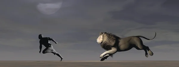 bir adam ve bir aslan