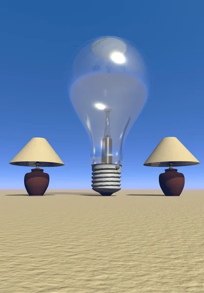 Due lampade e una lampadina — Foto Stock
