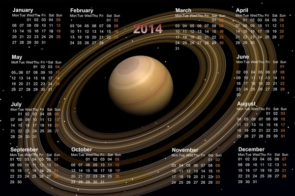 Calendario 2014 — Foto de Stock