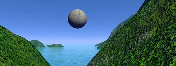 山和月亮 — 图库照片