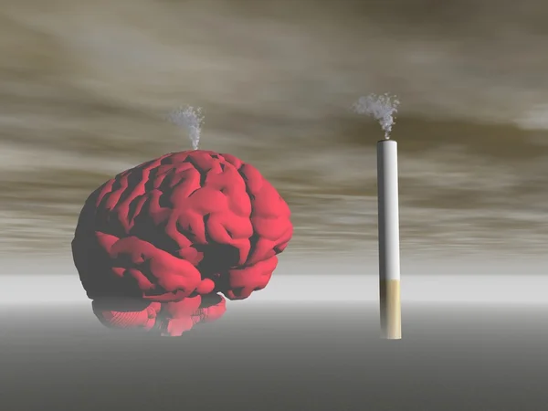 香烟和脑 — 图库照片