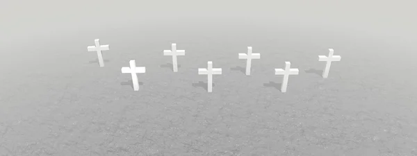 Several white crosses - 3d render — Stock Photo, Image