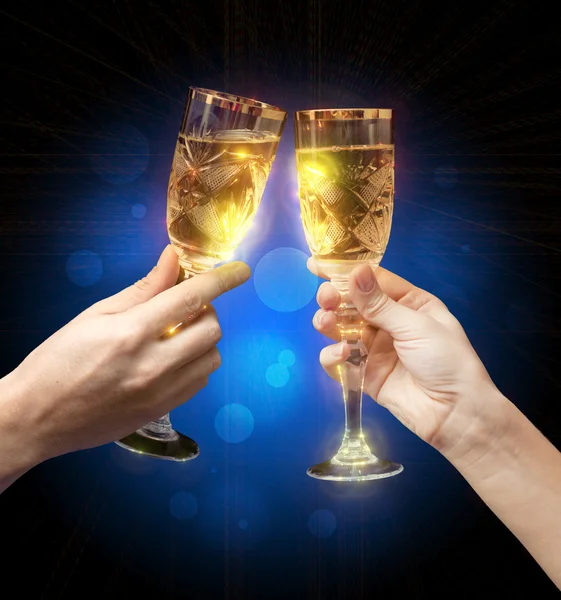 Bicchiere di champagne tostato. Concetto celebrativo — Foto Stock