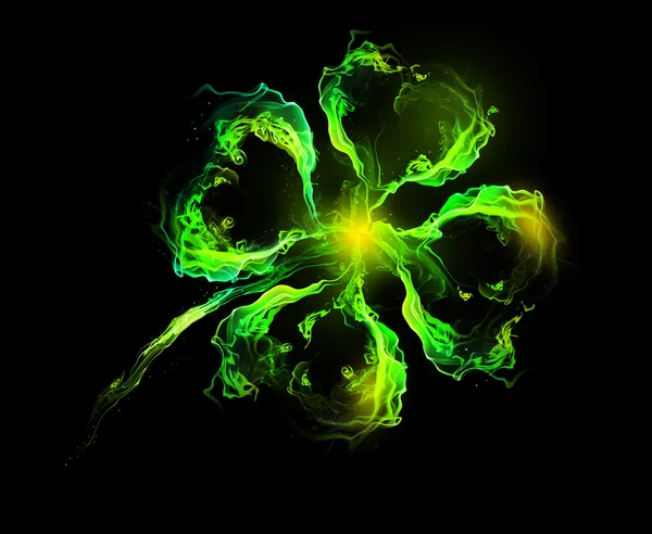 Yeşil alev yonca sembolü bir st patrick gününde koyu arka plan