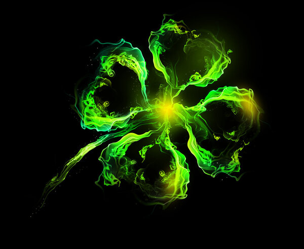 Зелёный клевер символизирует день Святого Патрика на темном фоне
