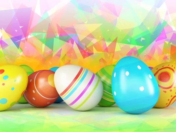 Ovos de Páscoa em um contexto a cores — Fotografia de Stock