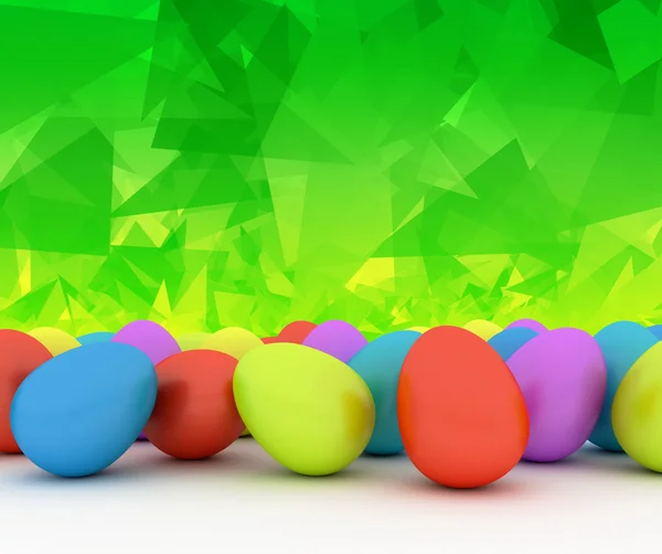 Colorful Easter eggs on green frash background — Stock Photo, Image