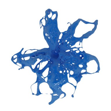 Beyaz arka plan üzerinde izole mavi boya sıçramalarına çiçek