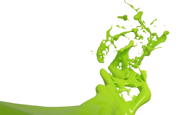 beyaz zemin üzerine yeşil boya splash izole iğne