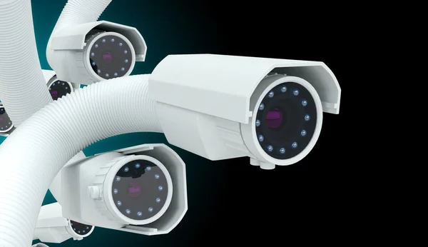 Digital illustration of security camera on dark background — Stock Photo, Image