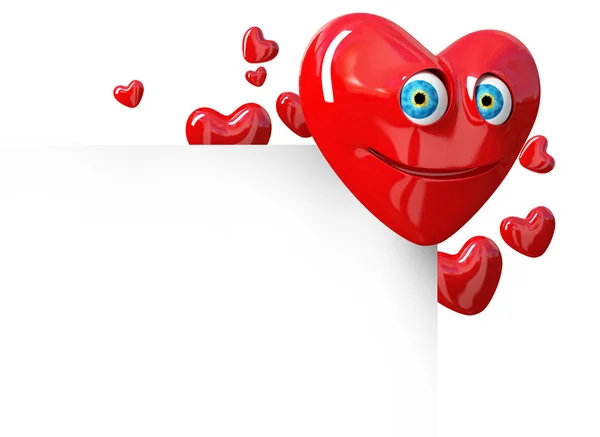 Valentine srdce pozadí. kreslený usmívající se obličej — Stock fotografie