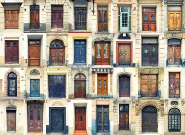 Collection of old doors clipart