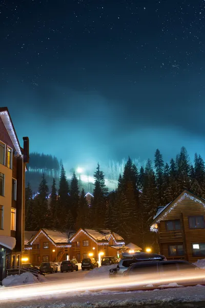 Ski village at night — Stock Photo, Image