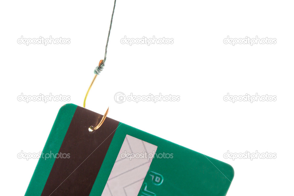 Credit card on a fishing hook