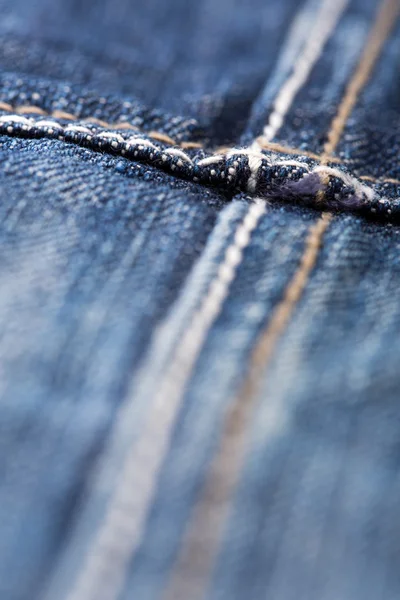 Seam on blue jeans — Stock Photo, Image