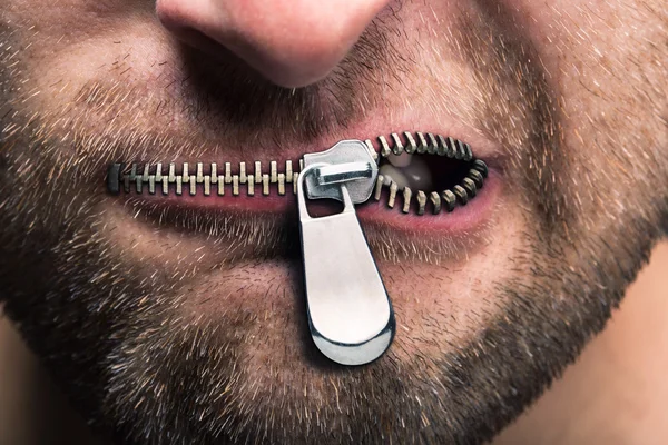 Zipped mouth — Stock Photo, Image