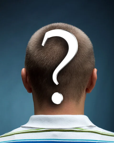 Man with question mark — Stock Photo, Image