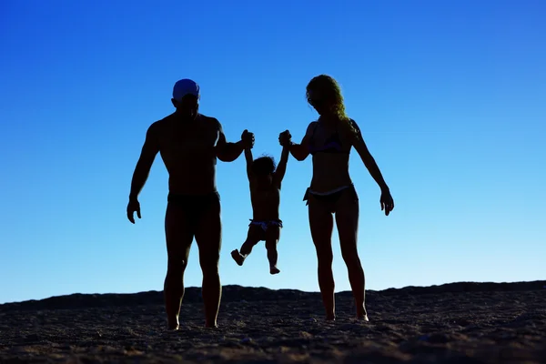 Silhouette of happy family — Stock Photo, Image