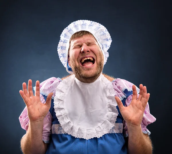 Playful man weared as baby — Stock Photo, Image