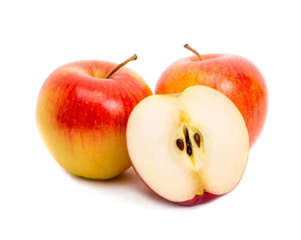 Three red apples on white — Stock Photo, Image