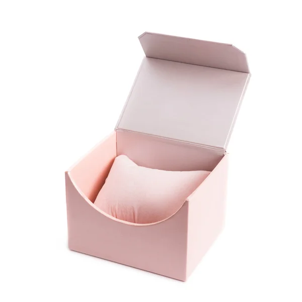 Caja de regalo rosa en blanco abierto — Foto de Stock