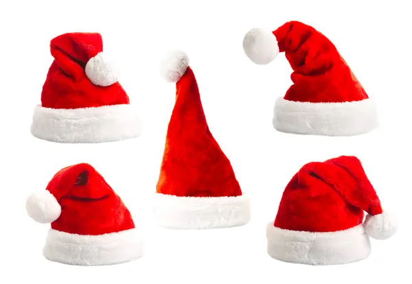 Noel Baba şapkası izole ayarla — Stok fotoğraf