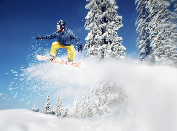 Horská lyžař skok — Stock fotografie