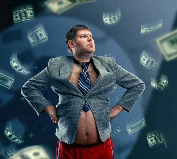 Funny businessman with money — Stock Photo, Image