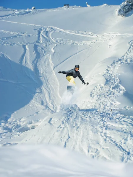 Mountain-skier jump — Stock Photo, Image