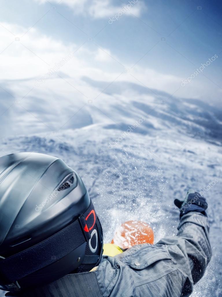 Mountain-skier jump