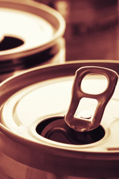 Latas de aluminio de primer plano —  Fotos de Stock