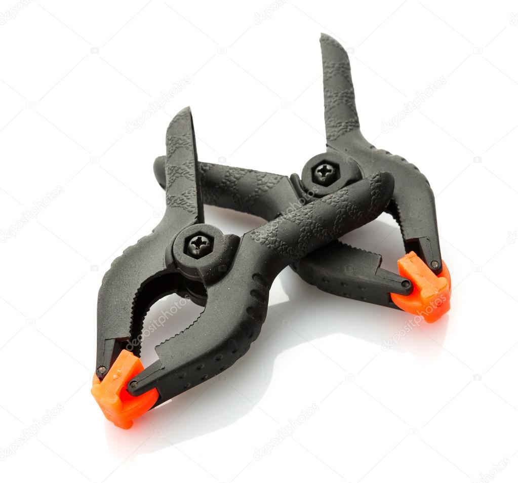 Two plastic clamps