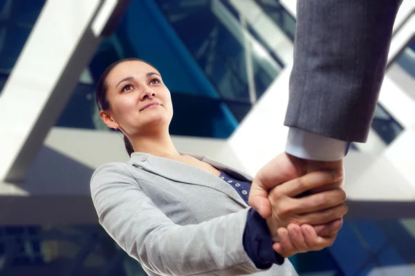 Businesswoman  and client handshaking — Stock Photo, Image