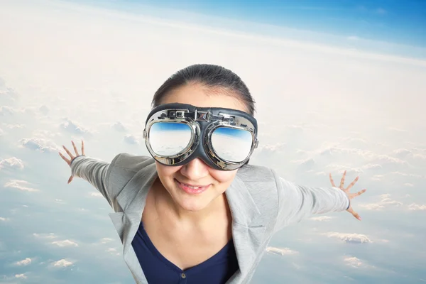 Woman wearing in  aviator goggles — Stock Photo, Image