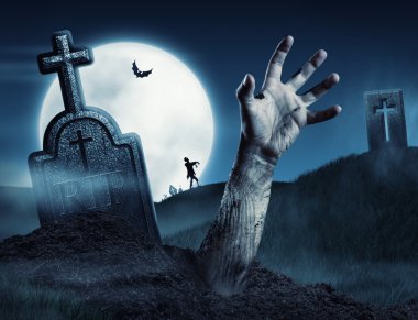 Zombi eli mezarından çıkıyor.