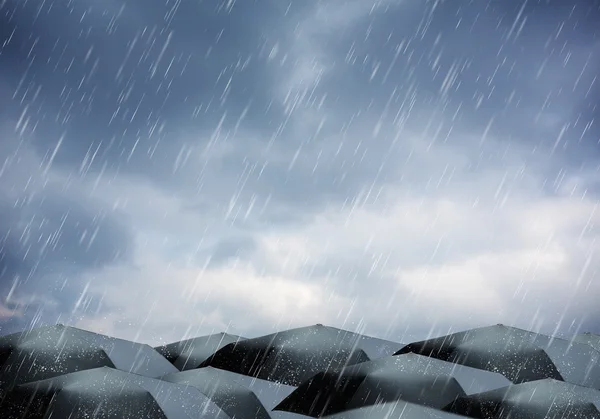 Parapluies sous la pluie et l'orage — Photo