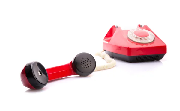 Red telephone on white — Stock Photo, Image