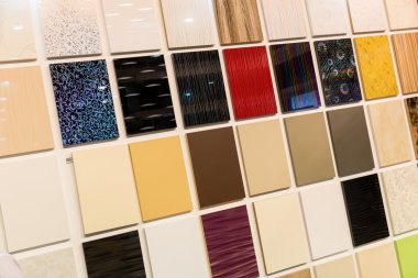 Samples of a ceramic tile in shop